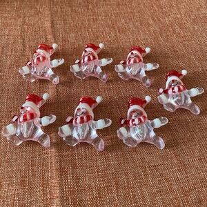 7 Festive Snowman Acrylic Figurines Christmas Tree Lights Cover Red and White 2”